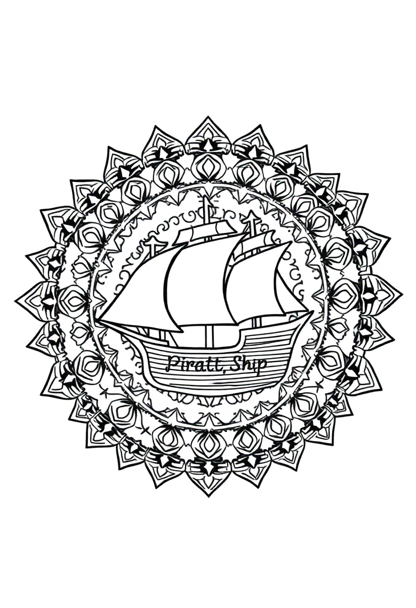 Pirate Ship coloring page, free printable