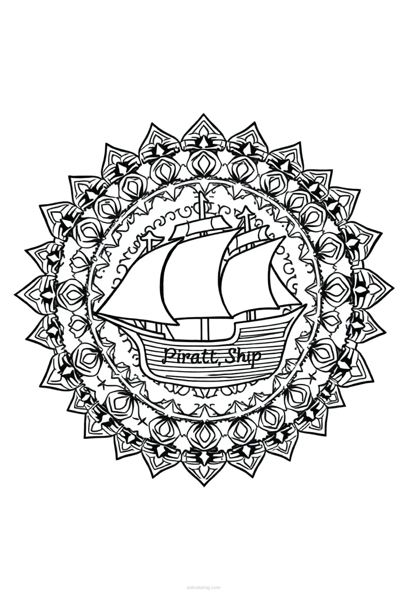 Pirate Ship coloring page for kids