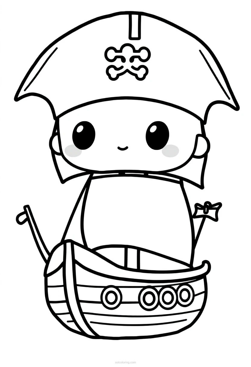 Pirate Ship coloring page for kids