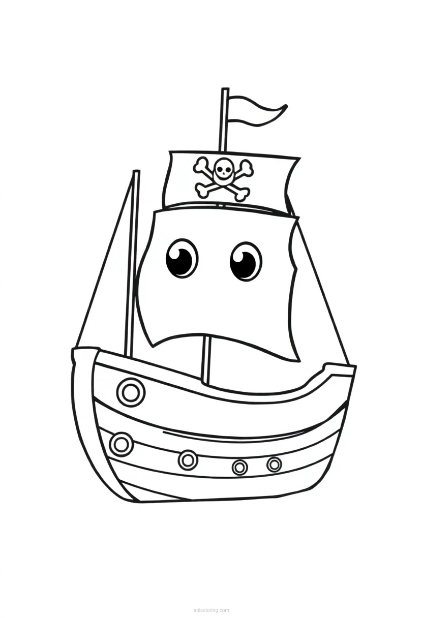 Pirate Ship coloring page for kids