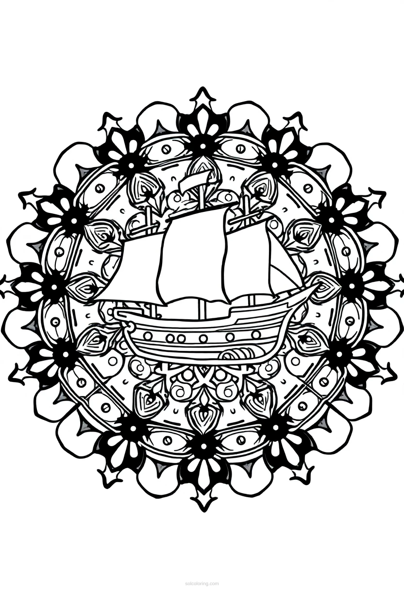 Pirate Ship coloring page for kids