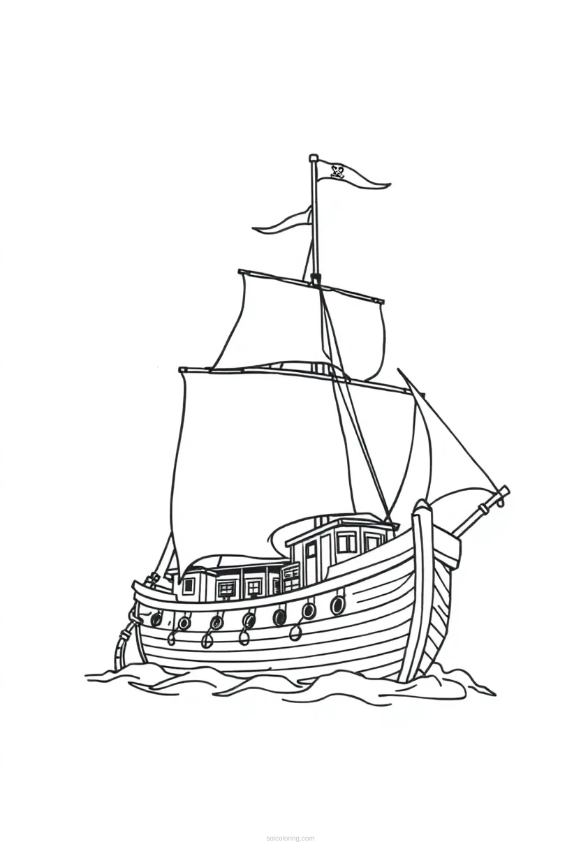 Pirate Ship coloring page for kids