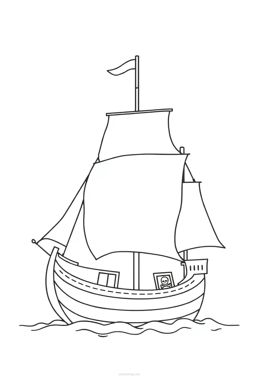 Pirate Ship coloring page for kids