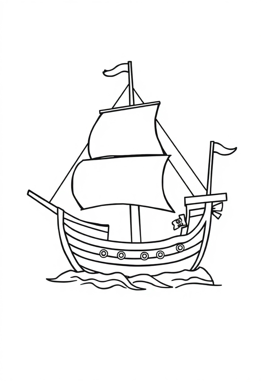 Pirate Ship coloring page, free printable