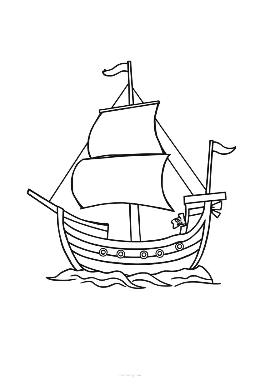 Pirate Ship coloring page for kids