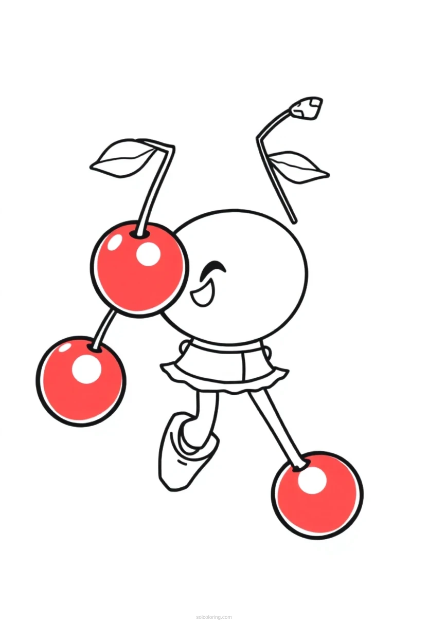 Pixel Art Cherry Bonus coloring page for kids