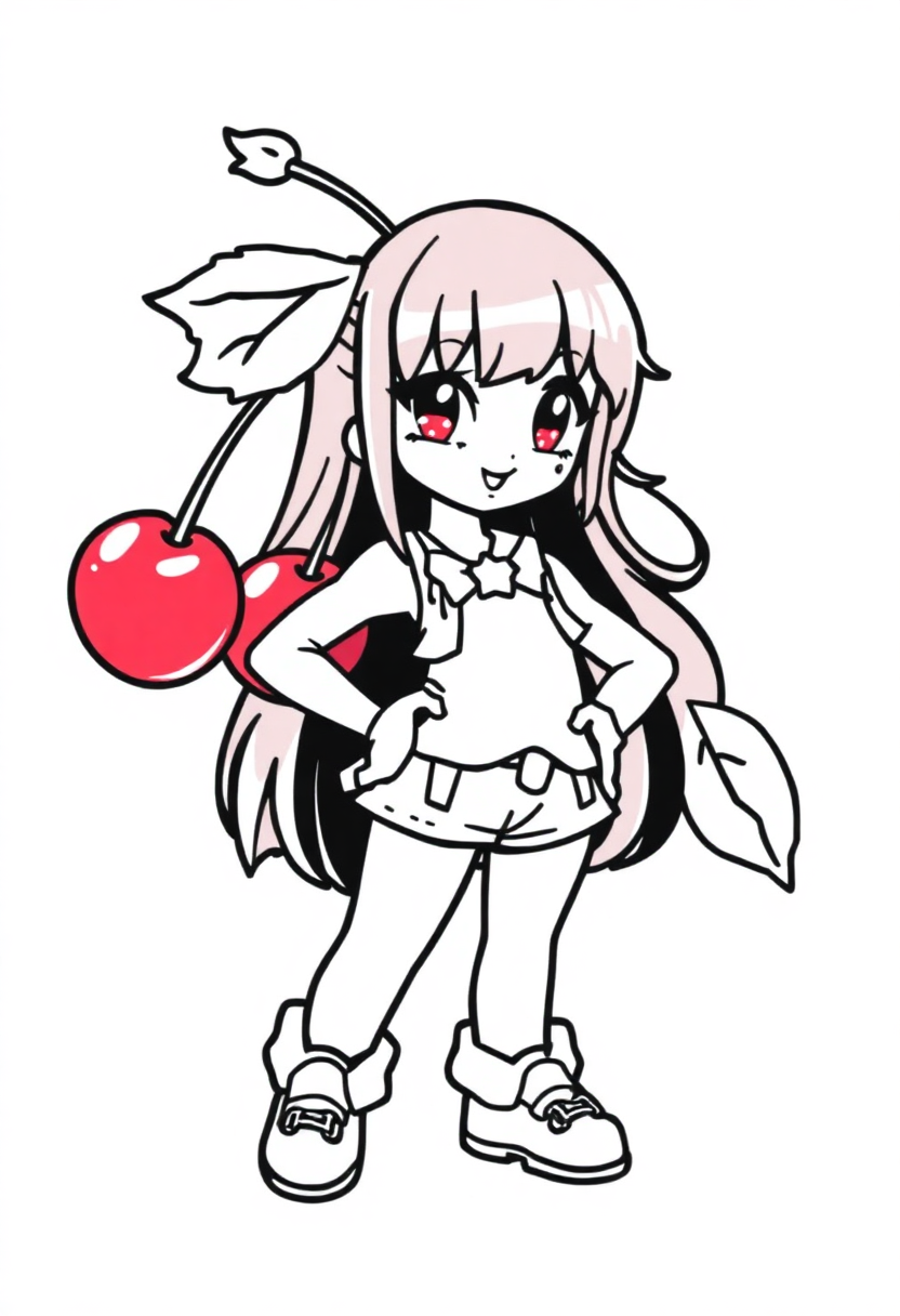 Pixel Art Cherry Bonus coloring page, free printable