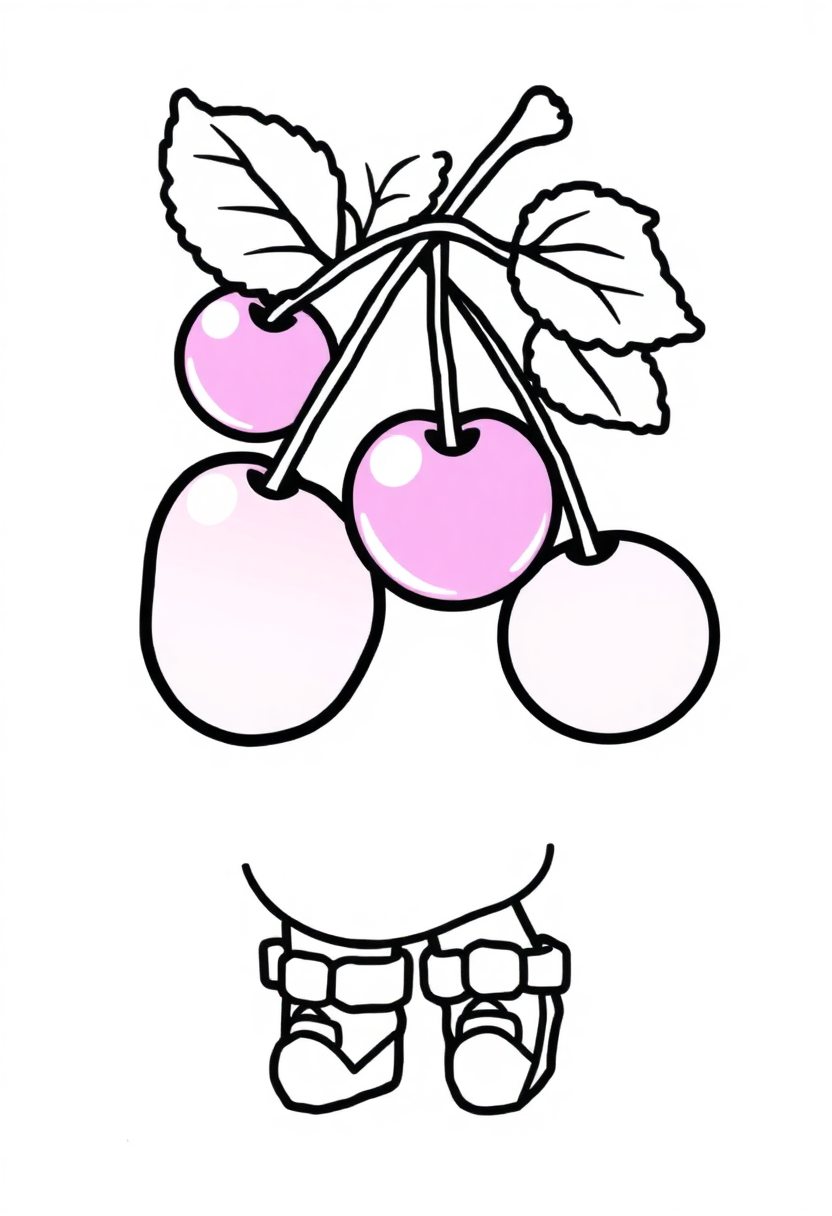Pixel Art Cherry Bonus coloring page, free printable