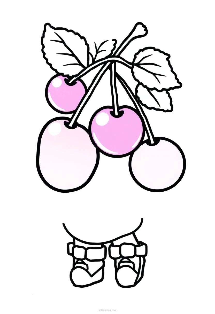 Pixel Art Cherry Bonus coloring page for kids