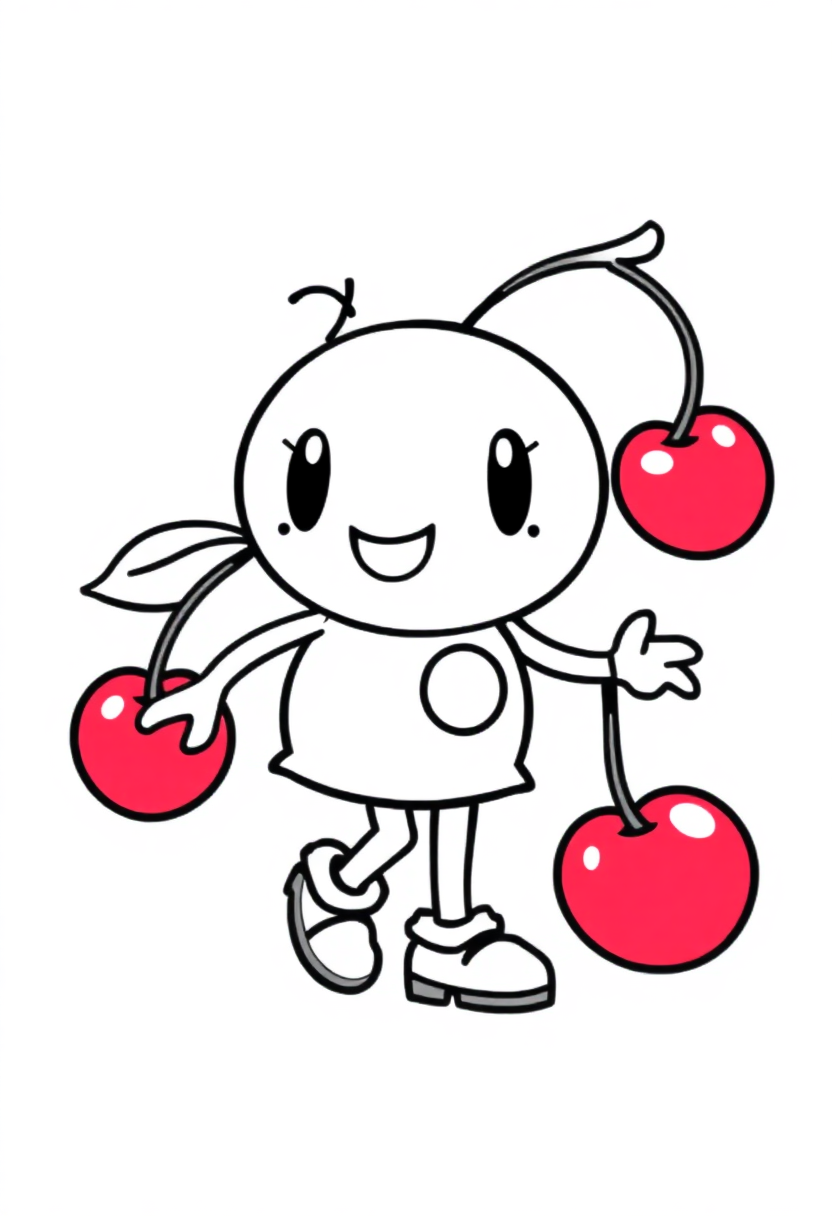 Pixel Art Cherry Bonus coloring page, free printable