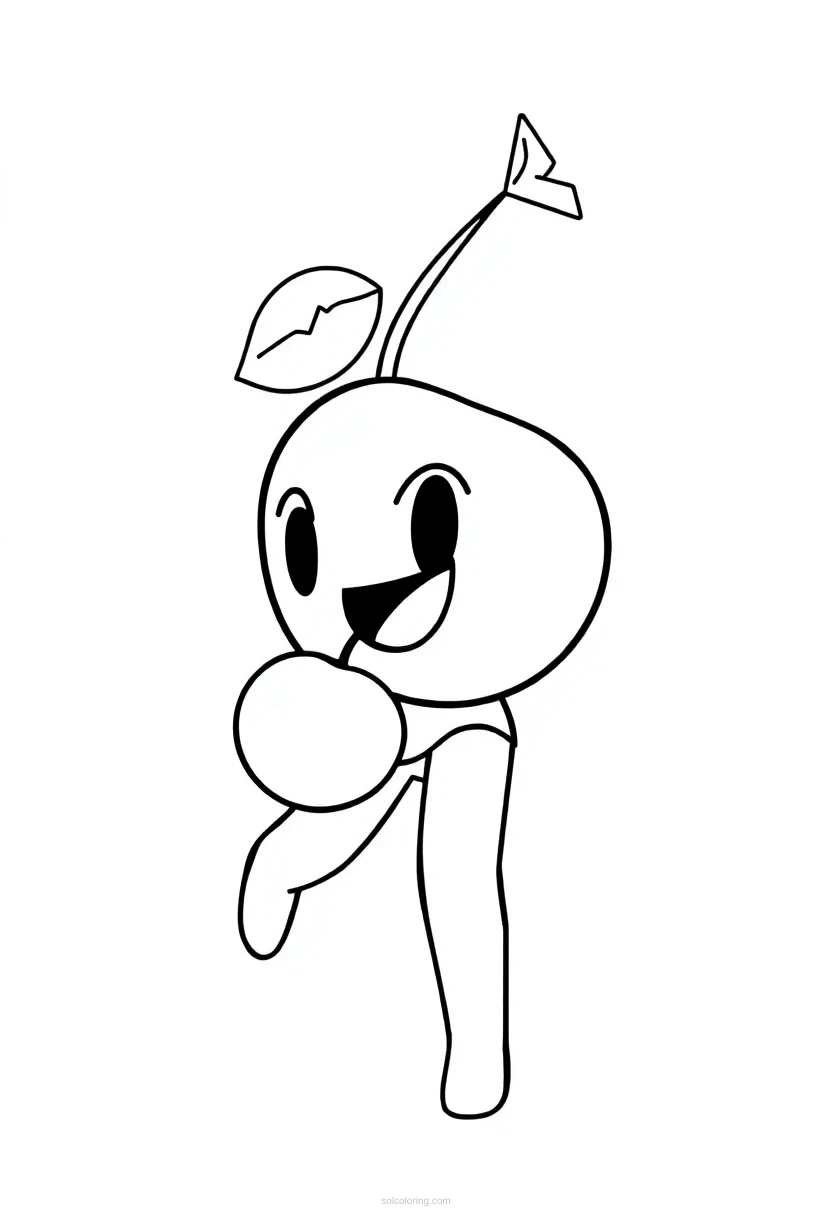 Pixel Art Cherry Bonus coloring page for kids