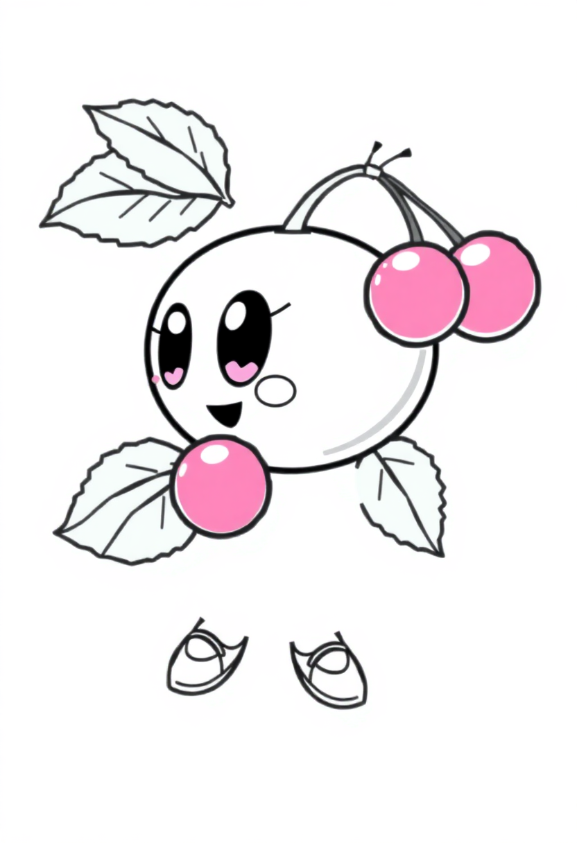 Pixel Art Cherry Bonus coloring page, free printable