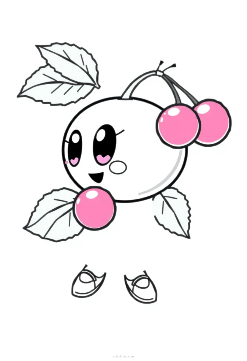Pixel Art Cherry Bonus coloring page for kids