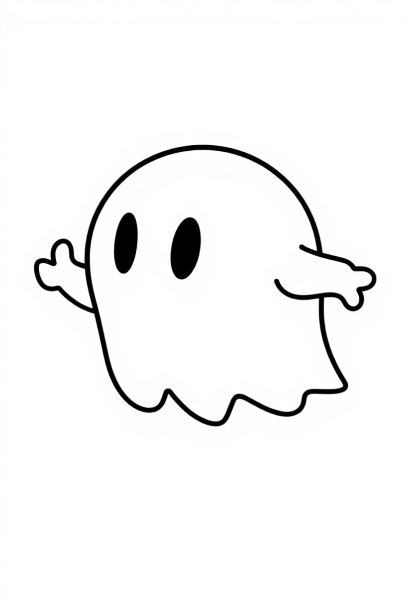 Pixel Art Pac-Man Style Ghost coloring page, free printable