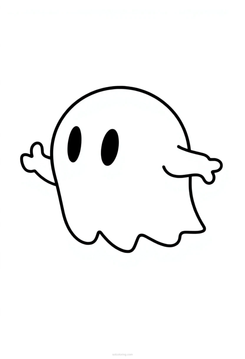 Pixel Art Pac Man Style Ghost coloring page for kids