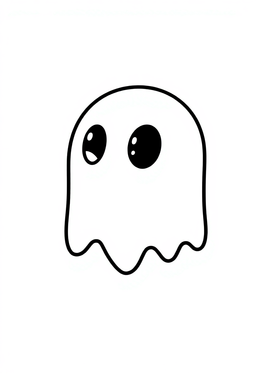 Pixel Art Pac-Man Style Ghost coloring page, free printable