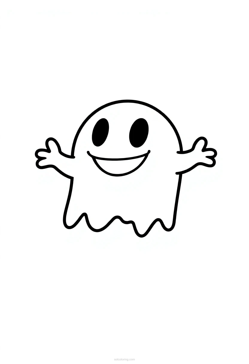 Pixel Art Pac Man Style Ghost coloring page for kids