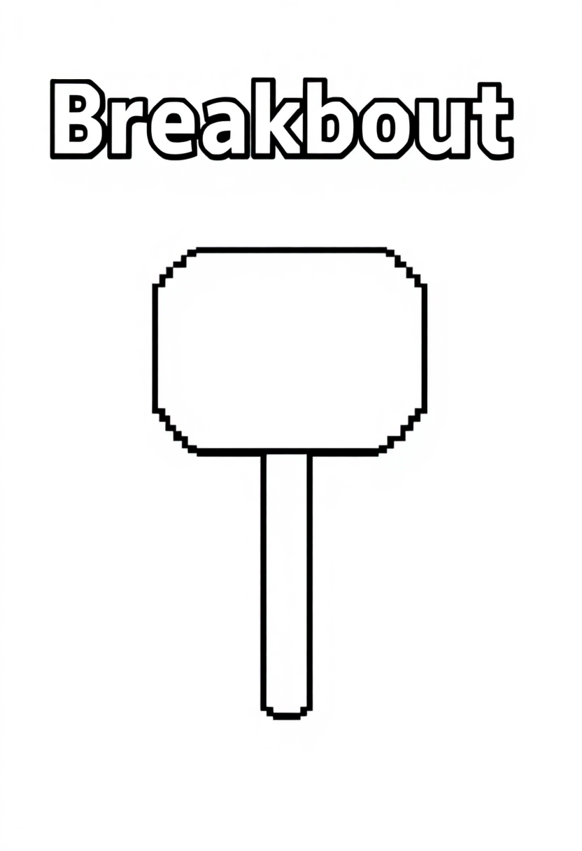 Pixelated Breakout Paddle coloring page, free printable