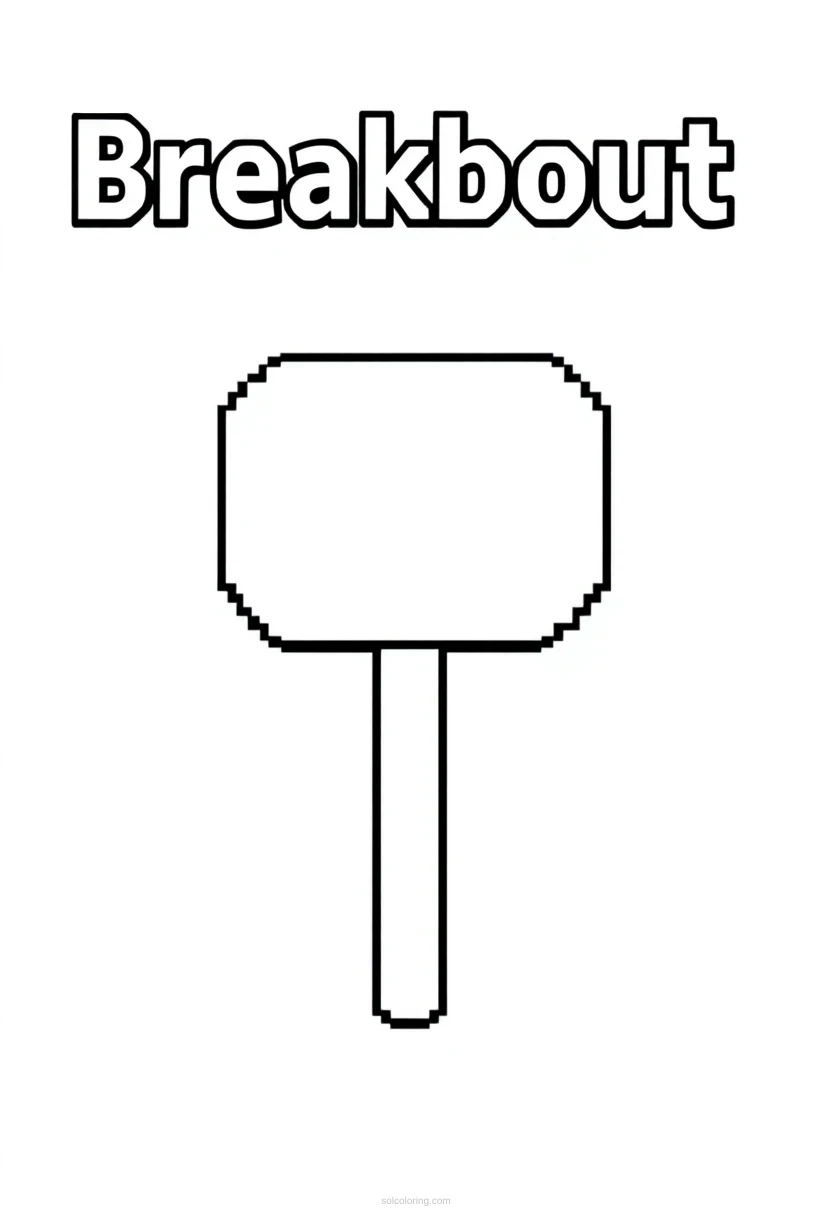 Pixelated Breakout Paddle coloring page for kids