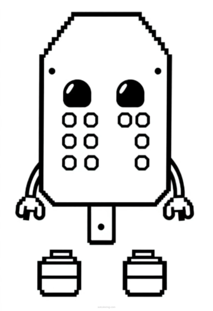 Pixelated Breakout Paddle coloring page for kids