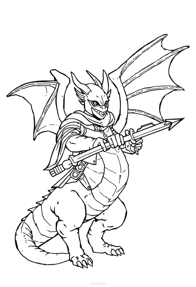 Pixelated Dragon Knight coloring pages