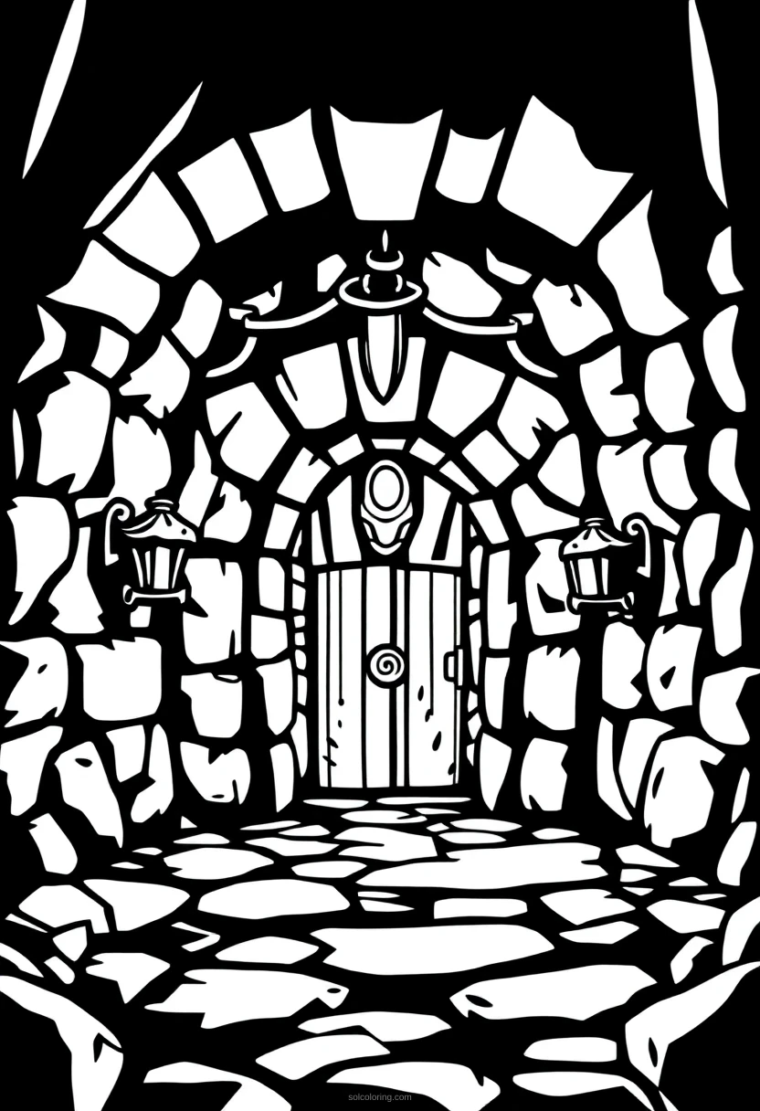 Pixelated Dungeon Entrance coloring pages