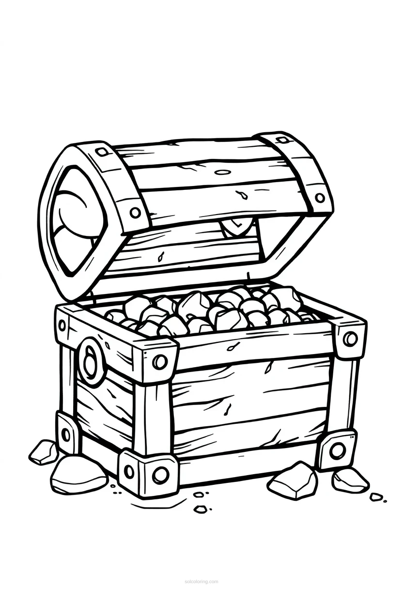 Pixelated Treasure Chest coloring page for kids