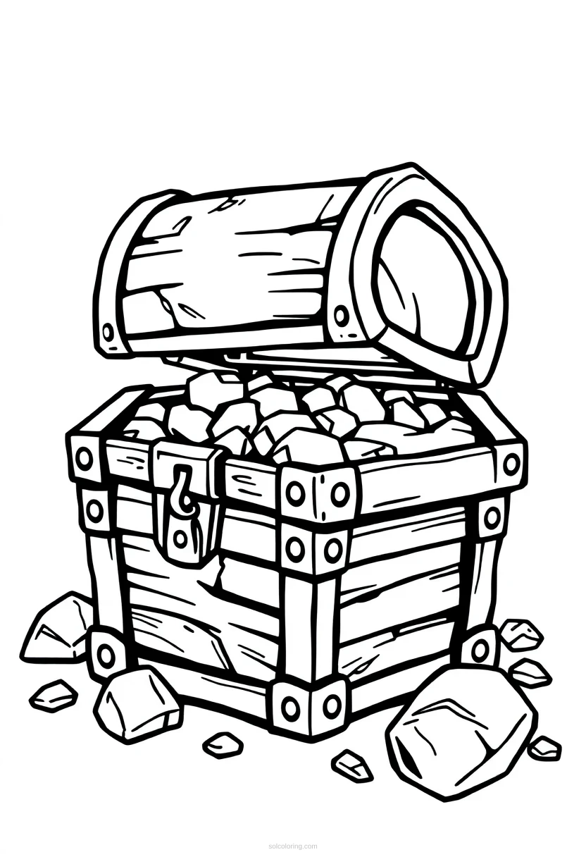 Pixelated Treasure Chest coloring pages