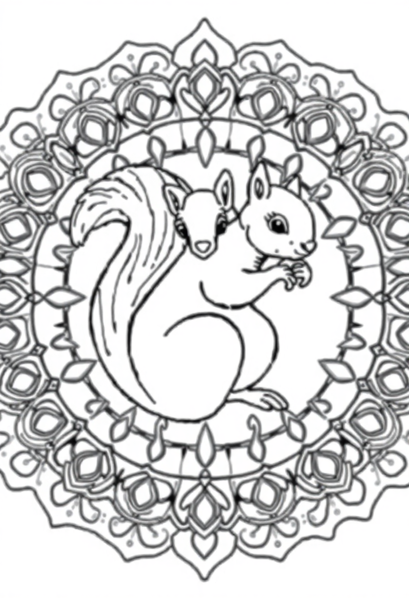 Playful Squirrel coloring page, free printable