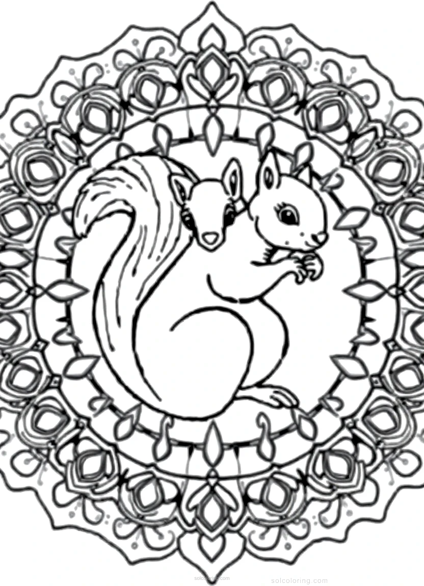 Playful Squirrel coloring page for kids