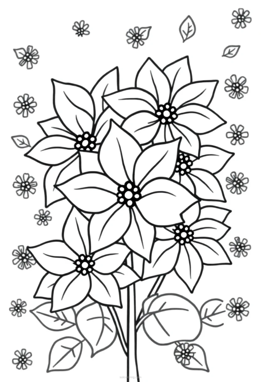 Poinsettia Flowers coloring page for kids