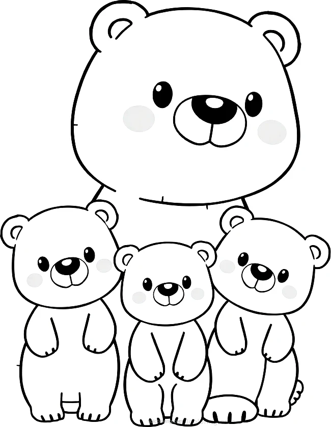 Polar Bear Family coloring page for kids