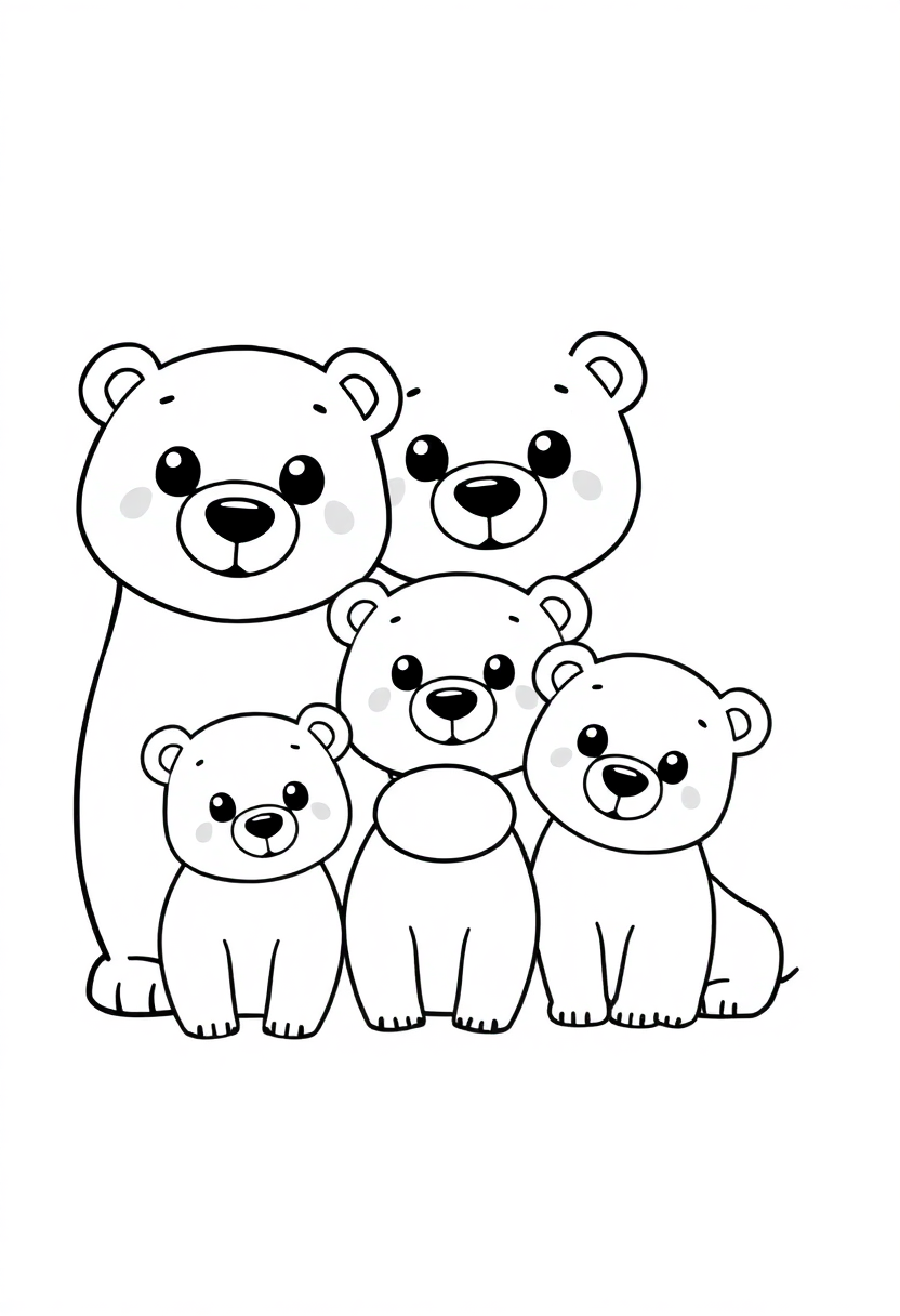 Polar Bear Family coloring page, free printable