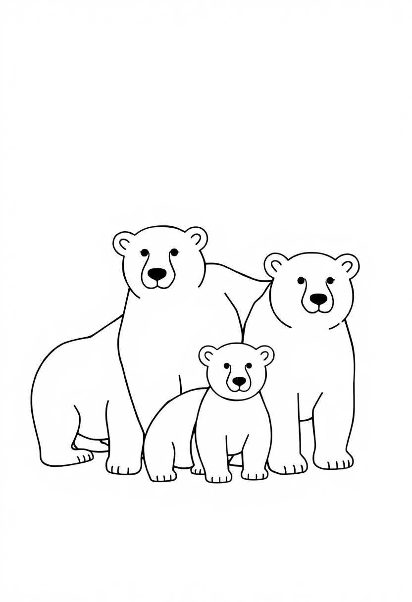 Polar Bear Family coloring page, free printable