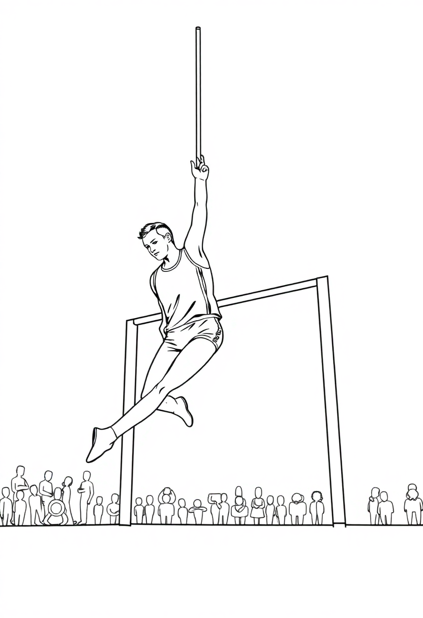 Pole Vault Competition coloring page, free printable