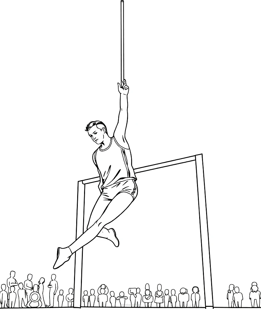 Pole Vault Competition coloring page for kids