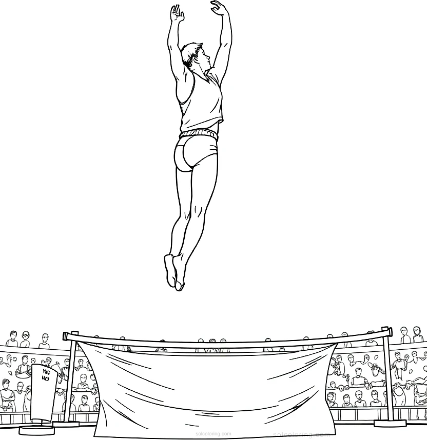Pole Vault Competition coloring page for kids