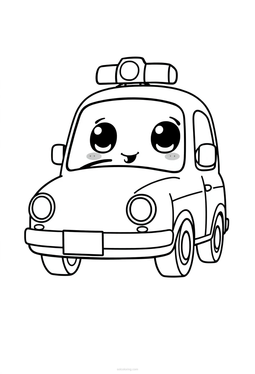 Police Car Chibi coloring page for kids
