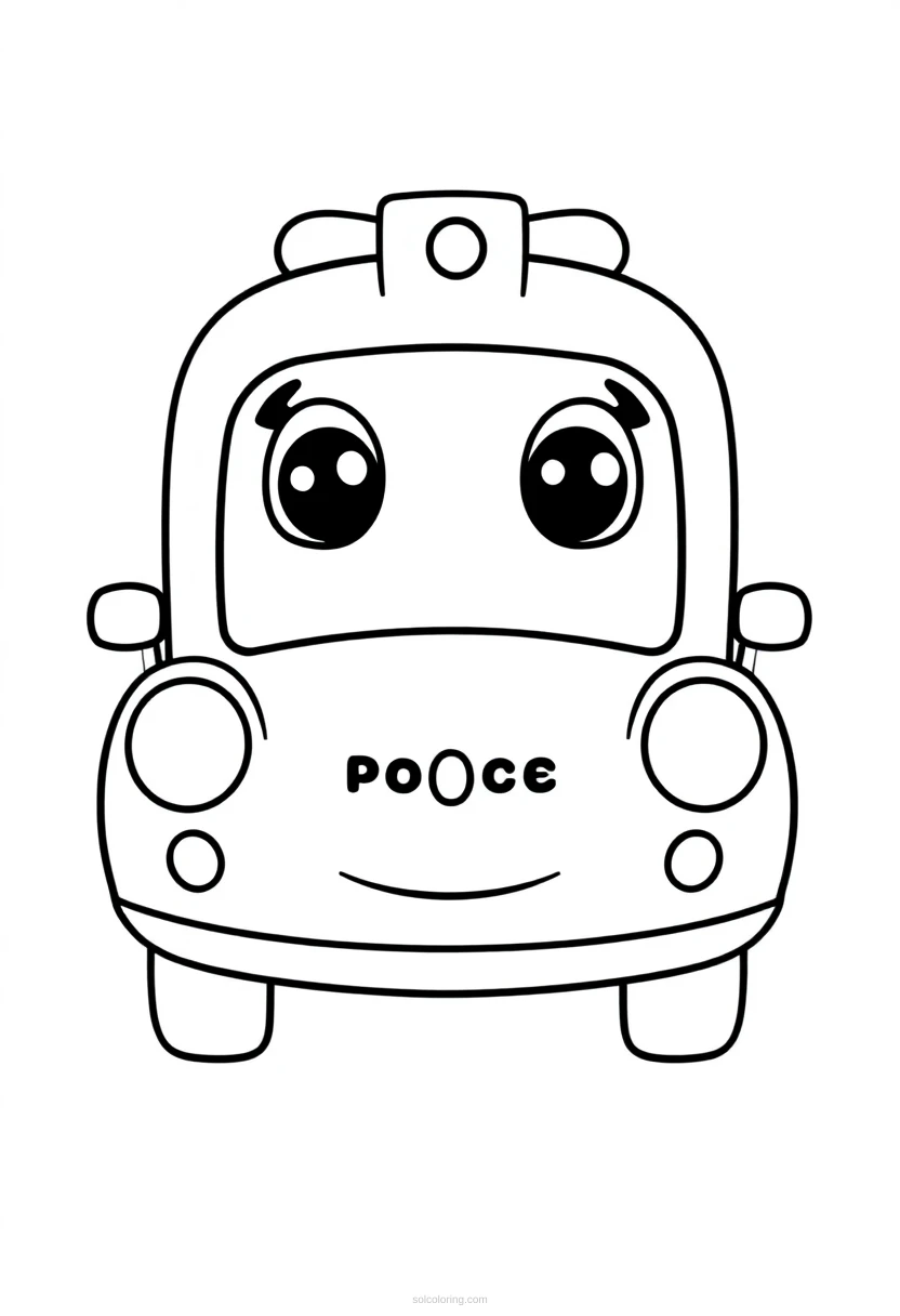 Police Car Chibi coloring page for kids