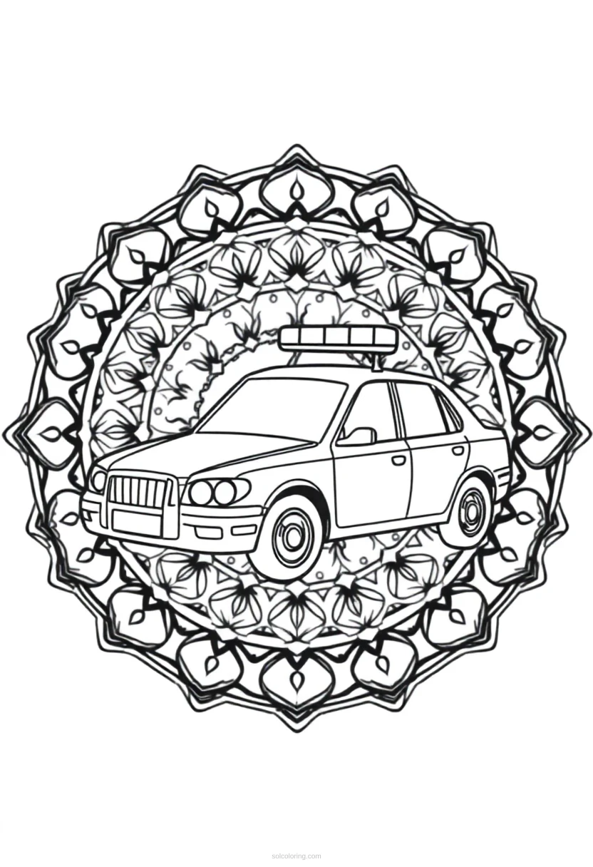 Police Car Chibi coloring page for kids
