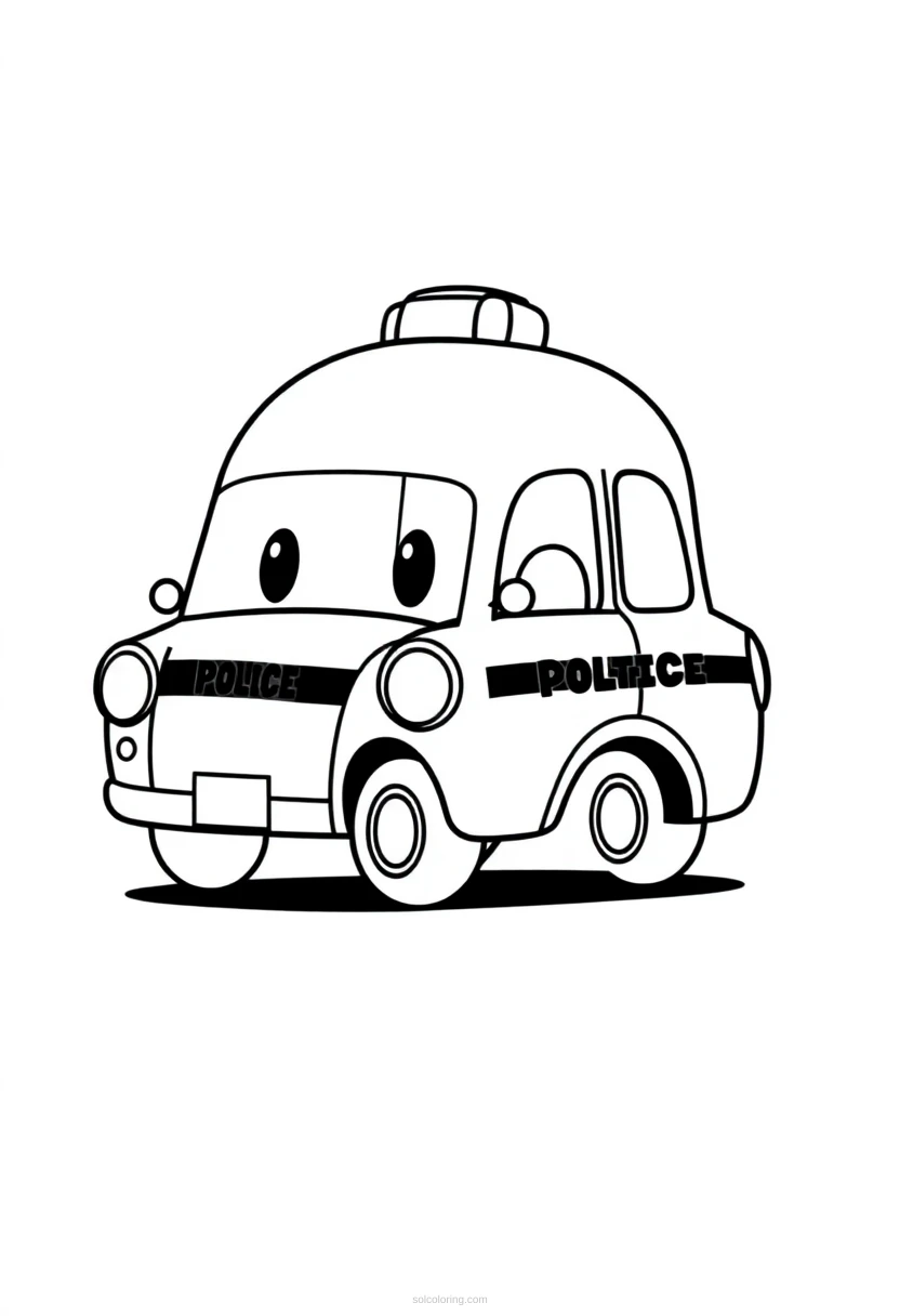 Police Car Simple coloring page for kids