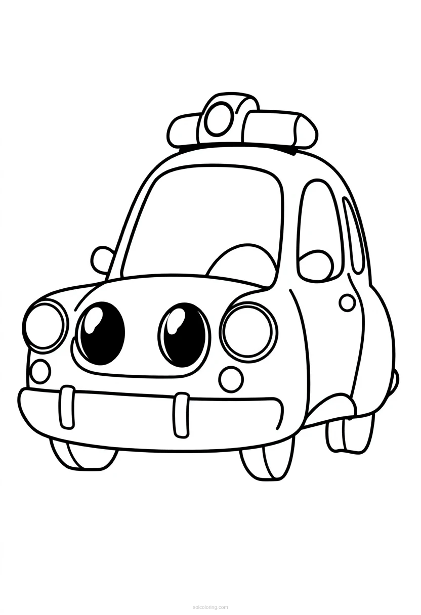 Police Car Simple coloring page for kids
