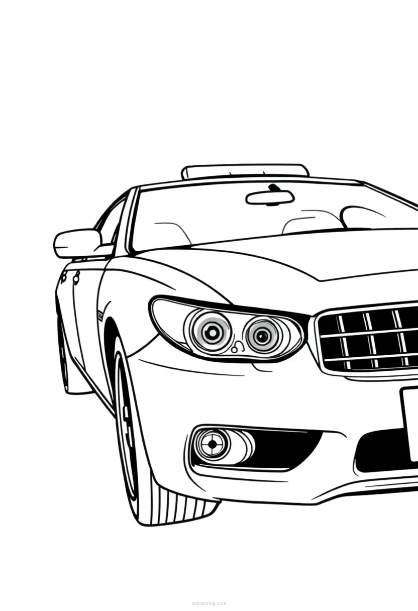 Police Car Simple coloring page for kids