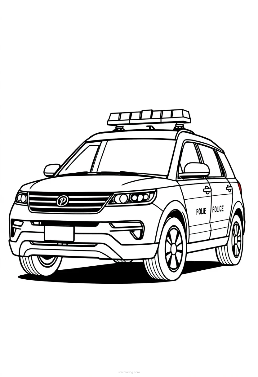 Police Car Simple coloring page for kids