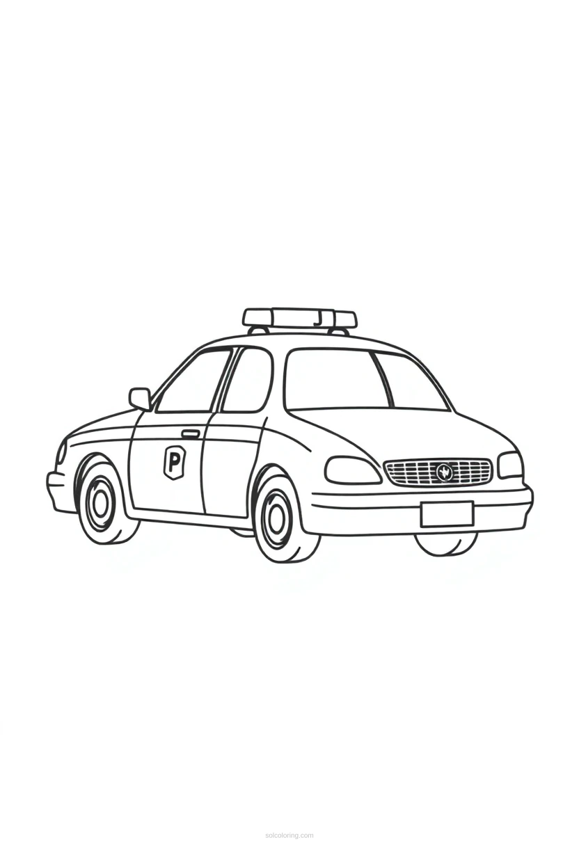 Police Car Simple coloring page for kids