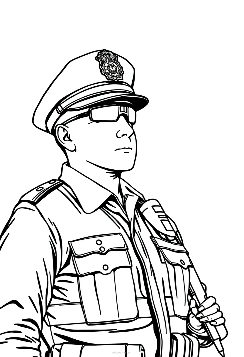 Police Officer coloring page for kids