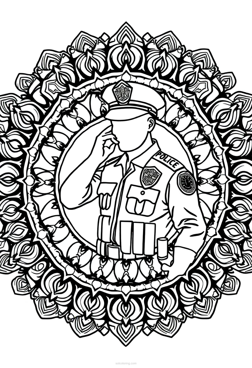 Police Officer coloring page for kids