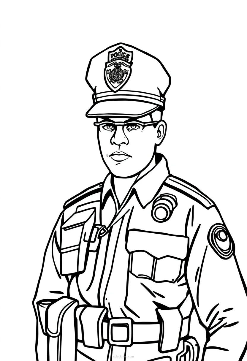 Police Officer coloring page for kids