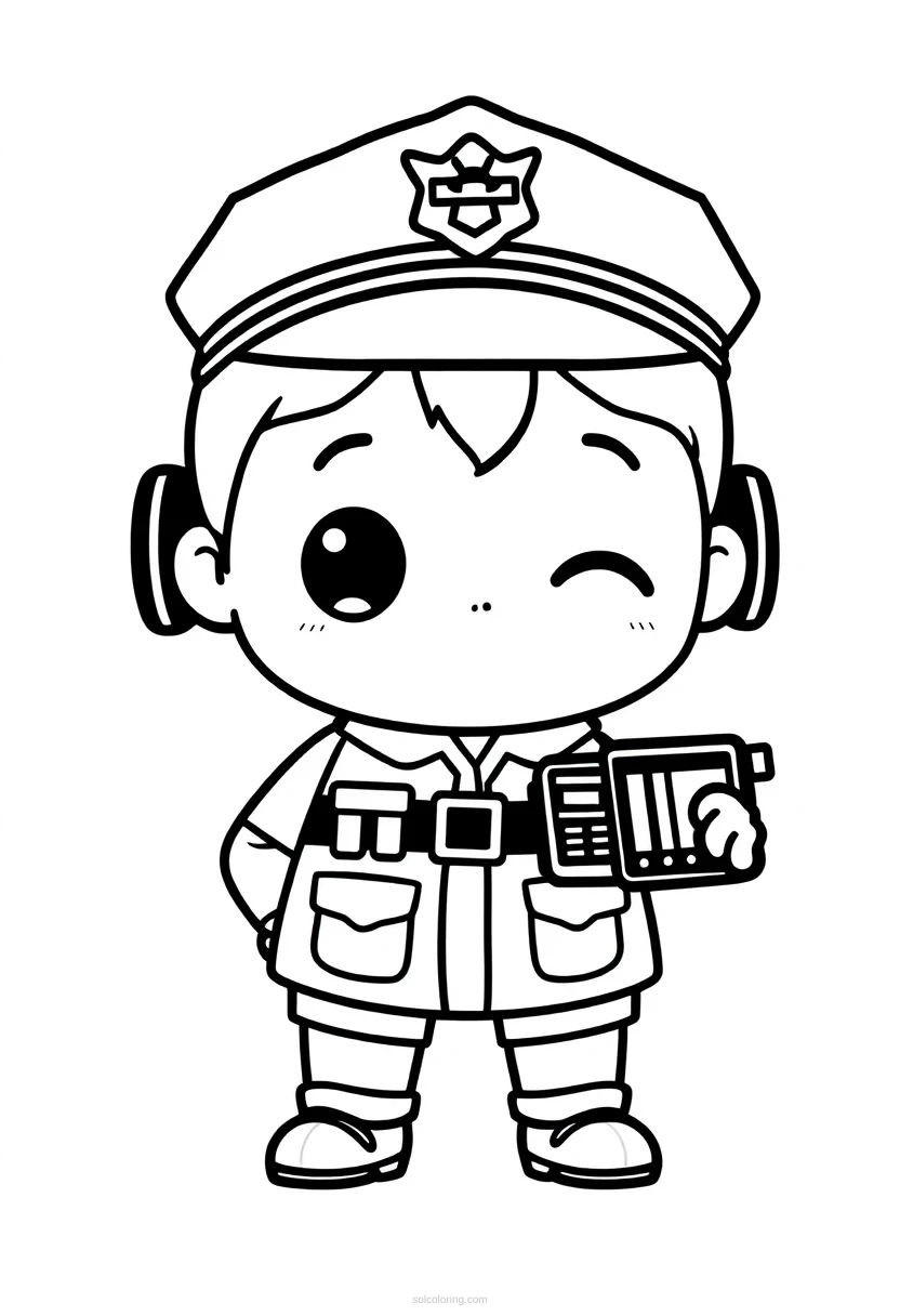 Police Officer coloring page for kids