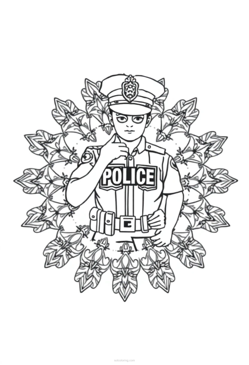 Police Officer coloring page for kids